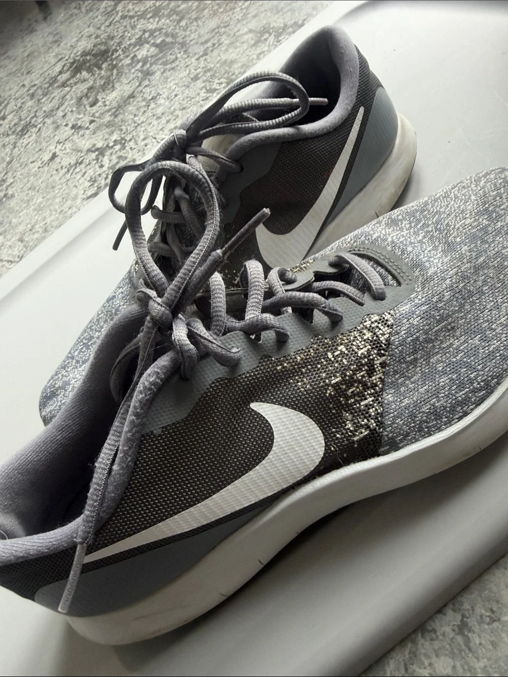 Nike Men’s Gray and White Athletic Running Shoes